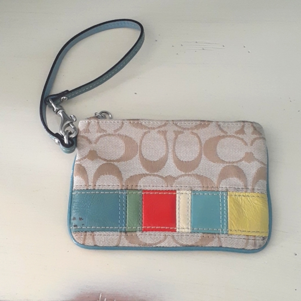 ^ Coach Y2K Logo Colour Blocked Wristlet